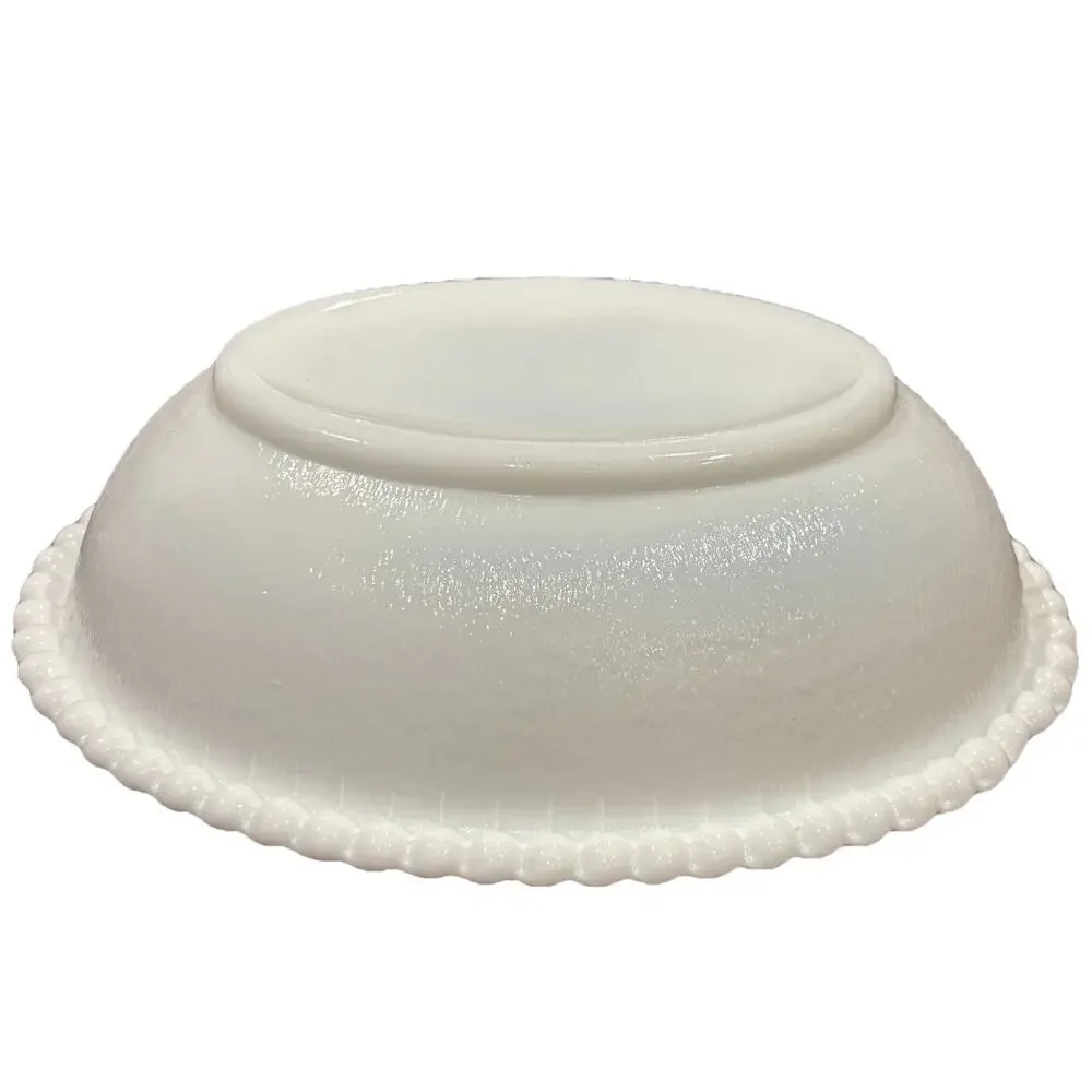Vintage Indiana White Milk Glass Hen on Nest Beaded Rim Stippled Base 7